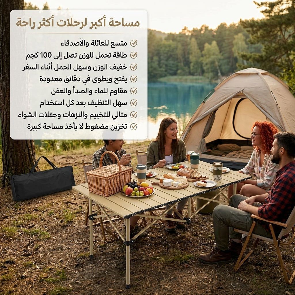 طاولة تخييم كبيرة قابلة للطي
