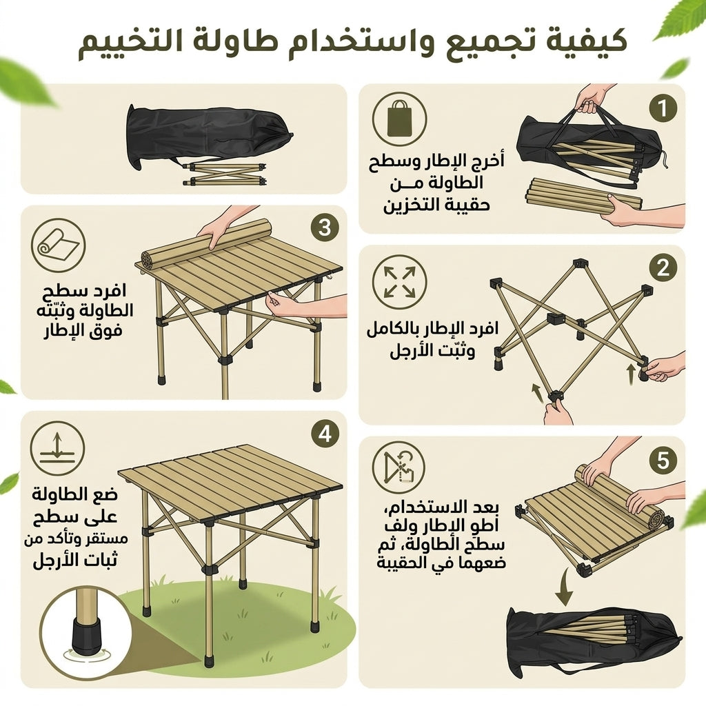 طاولة تخييم قابلة للطي